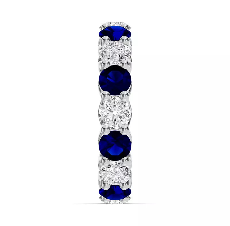 18K White Gold Unity Prong Sapphire & Diamond Eternity Band (4.80 ct. tw.)