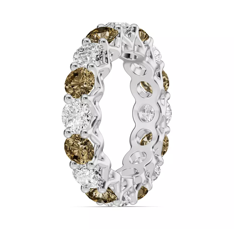 18K White Gold Unity Prong Champagne & Lab Diamond Eternity Band (4.80 ct. tw.)