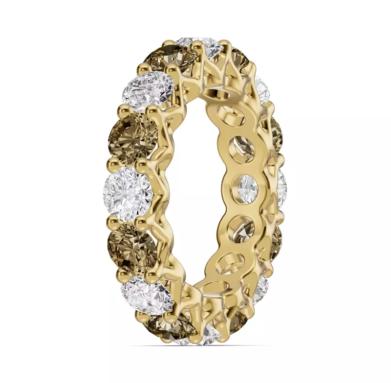 14K Yellow Gold Unity Prong Champagne Diamond Eternity Band (4.80 ct. tw.)