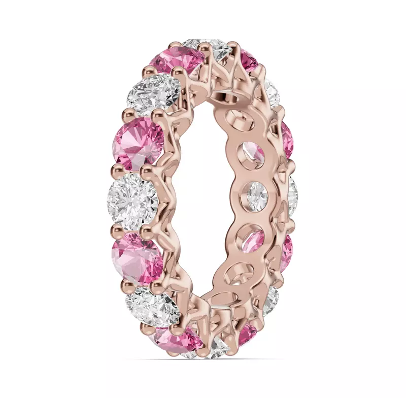 14K Rose Gold Unity Prong Pink Sapphire & Lab Diamond Eternity Band (4.80 ct. tw.)
