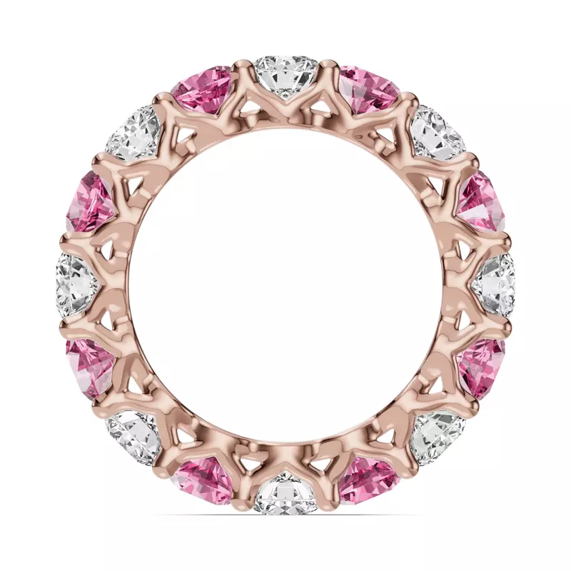 14K Rose Gold Unity Prong Pink Sapphire & Lab Diamond Eternity Band (4.80 ct. tw.)
