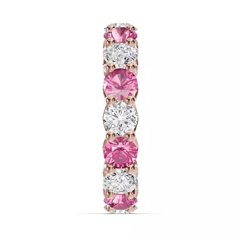 14K Rose Gold Unity Prong Pink Sapphire & Lab Diamond Eternity Band (4.80 ct. tw.)