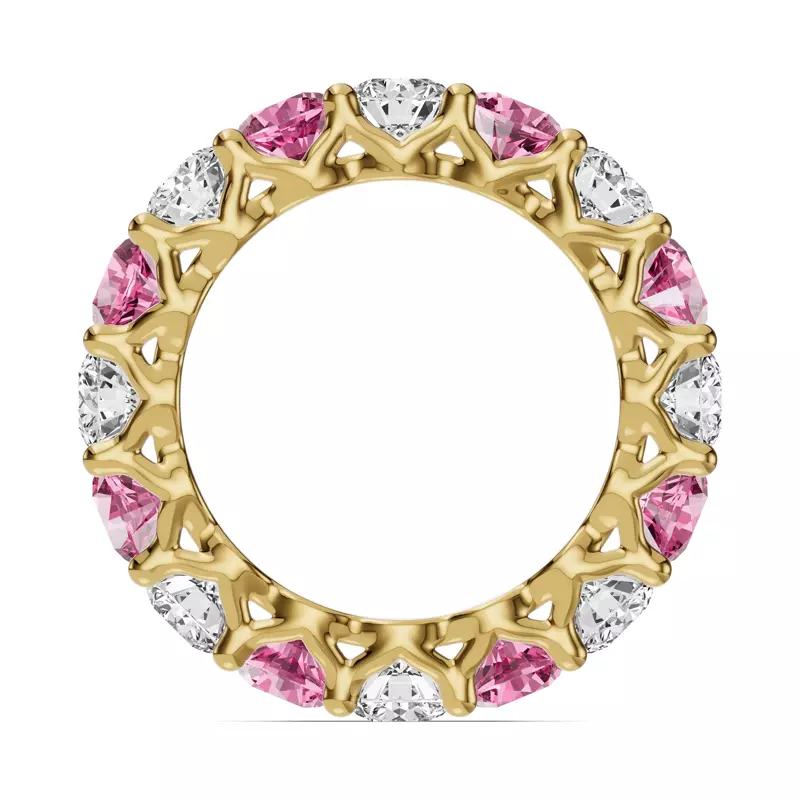 14K Yellow Gold Unity Prong Pink Sapphire & Diamond Eternity Band (4.80 ct. tw.)