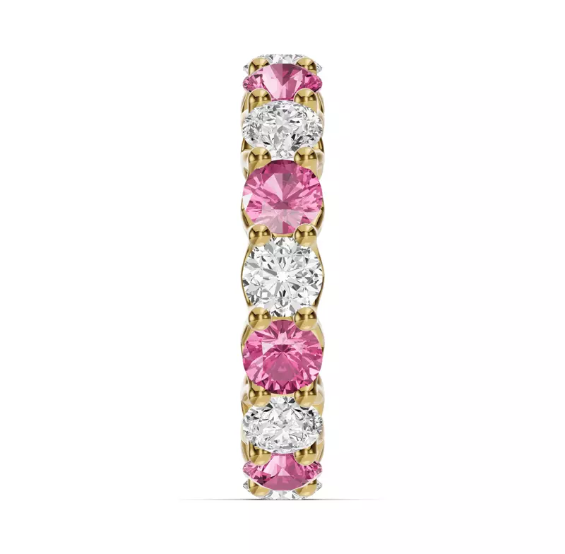 14K Yellow Gold Unity Prong Pink Sapphire & Diamond Eternity Band (4.80 ct. tw.)
