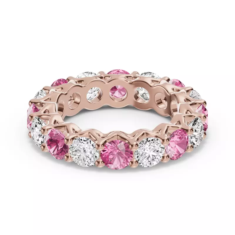 18K Rose Gold Unity Prong Pink Sapphire & Diamond Eternity Band (4.80 ct. tw.)