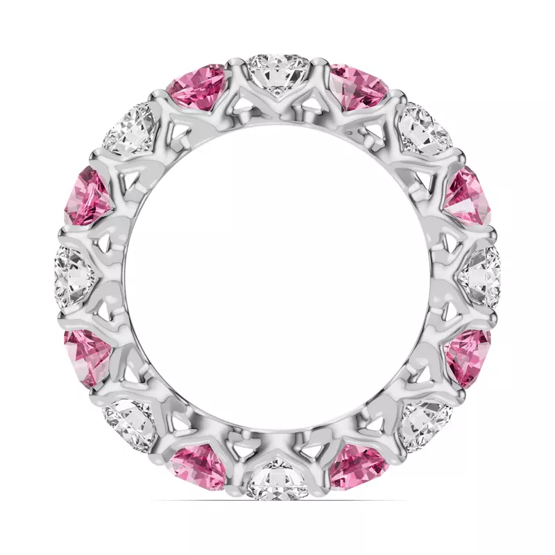 18K White Gold Unity Prong Pink Sapphire & Diamond Eternity Band (4.80 ct. tw.)