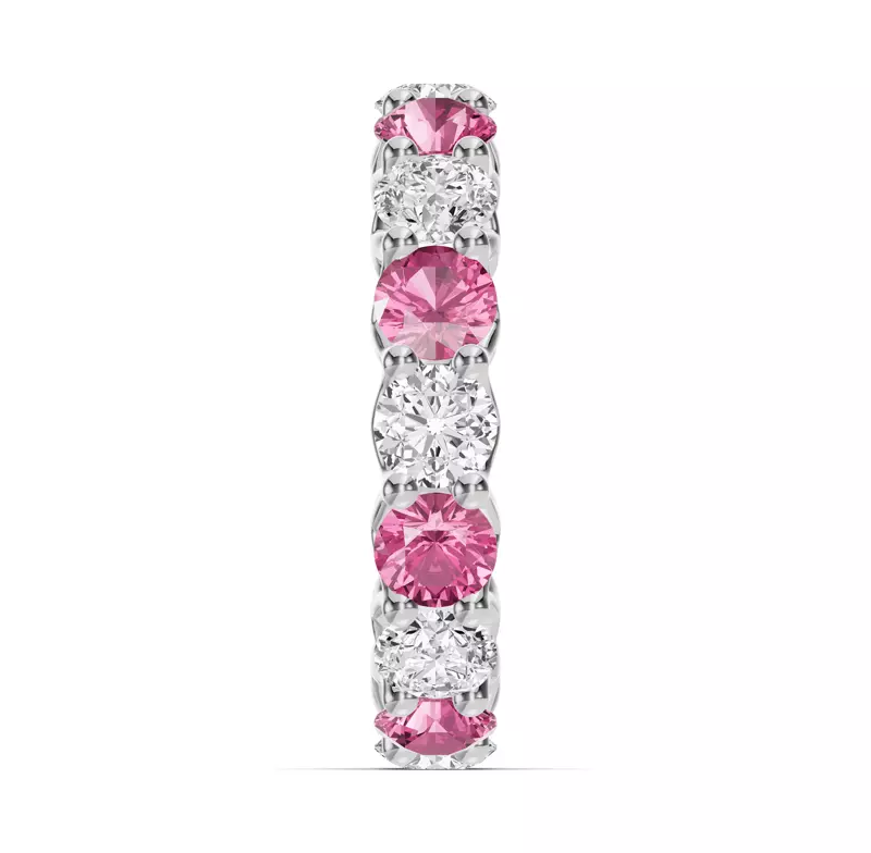 18K White Gold Unity Prong Pink Sapphire & Diamond Eternity Band (4.80 ct. tw.)