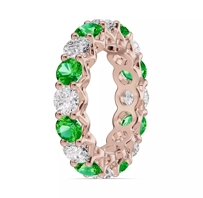 14K Rose Gold Unity Prong Tsavorite & Lab Diamond Eternity Band (4.80 ct. tw.)