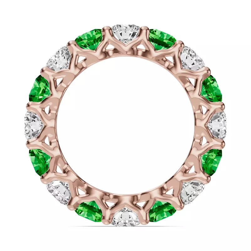 14K Rose Gold Unity Prong Tsavorite & Lab Diamond Eternity Band (4.80 ct. tw.)