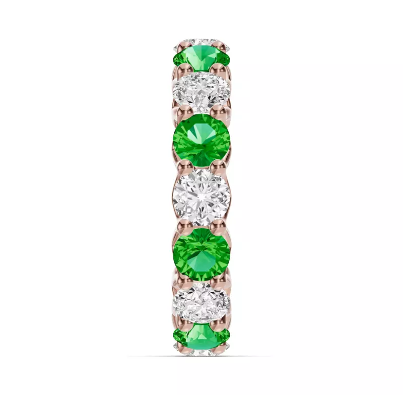 14K Rose Gold Unity Prong Tsavorite & Lab Diamond Eternity Band (4.80 ct. tw.)