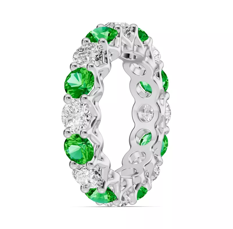18K White Gold Unity Prong Tsavorite & Lab Diamond Eternity Band (4.80 ct. tw.)