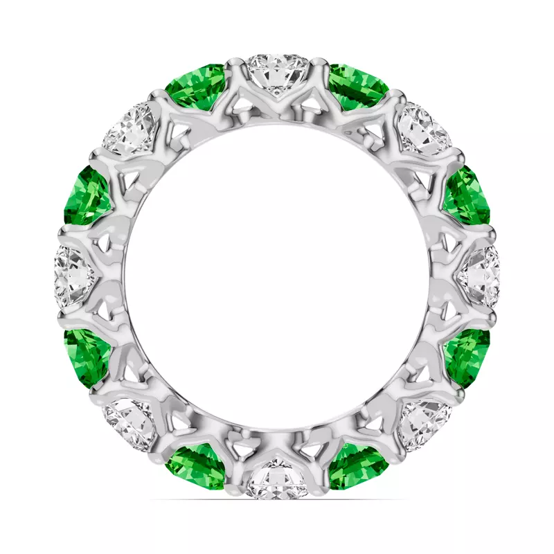 18K White Gold Unity Prong Tsavorite & Lab Diamond Eternity Band (4.80 ct. tw.)