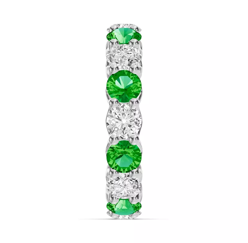 18K White Gold Unity Prong Tsavorite & Lab Diamond Eternity Band (4.80 ct. tw.)