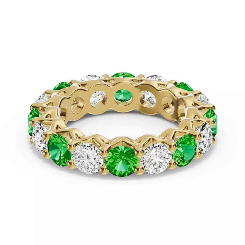 Unity Prong Tsavorite & Lab Diamond Eternity Band (4.80 ct. tw.)