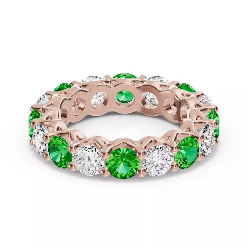 Unity Prong Tsavorite & Diamond Eternity Band (4.80 ct. tw.)