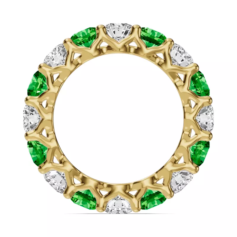 18K Yellow Gold Unity Prong Tsavorite & Diamond Eternity Band (4.80 ct. tw.)