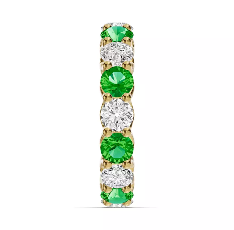18K Yellow Gold Unity Prong Tsavorite & Diamond Eternity Band (4.80 ct. tw.)