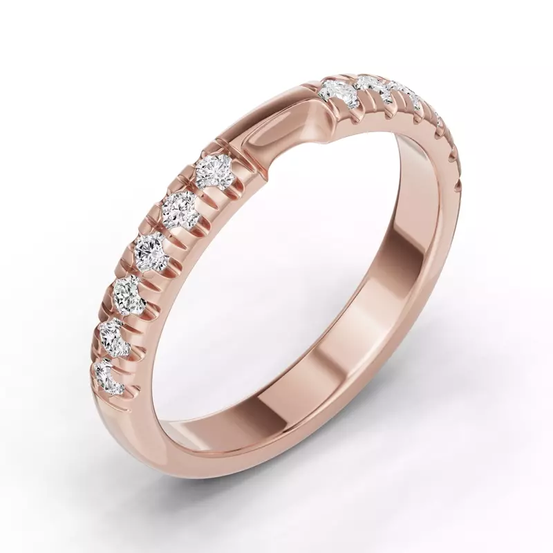 14K Rose Gold Camden Pavé Notched Lab Band