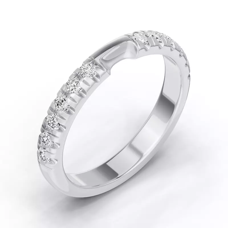 14K White Gold Camden Pavé Notched Band