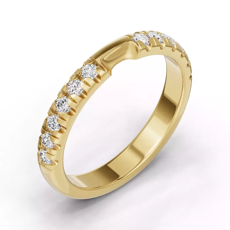 18K Yellow Gold Camden Pavé Notched Band