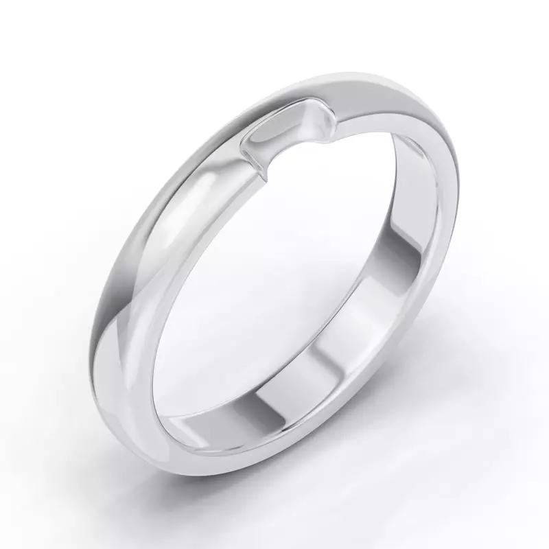18K White Gold Camden Classic Notched Band