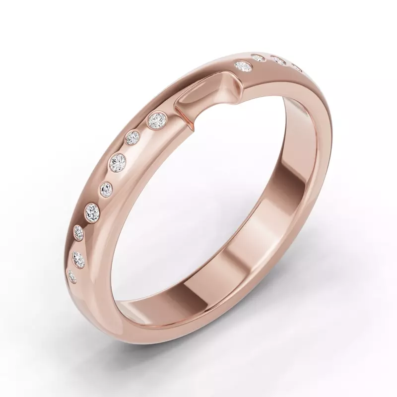 14K Rose Gold Camden Scattered Lab Diamond Notched Band