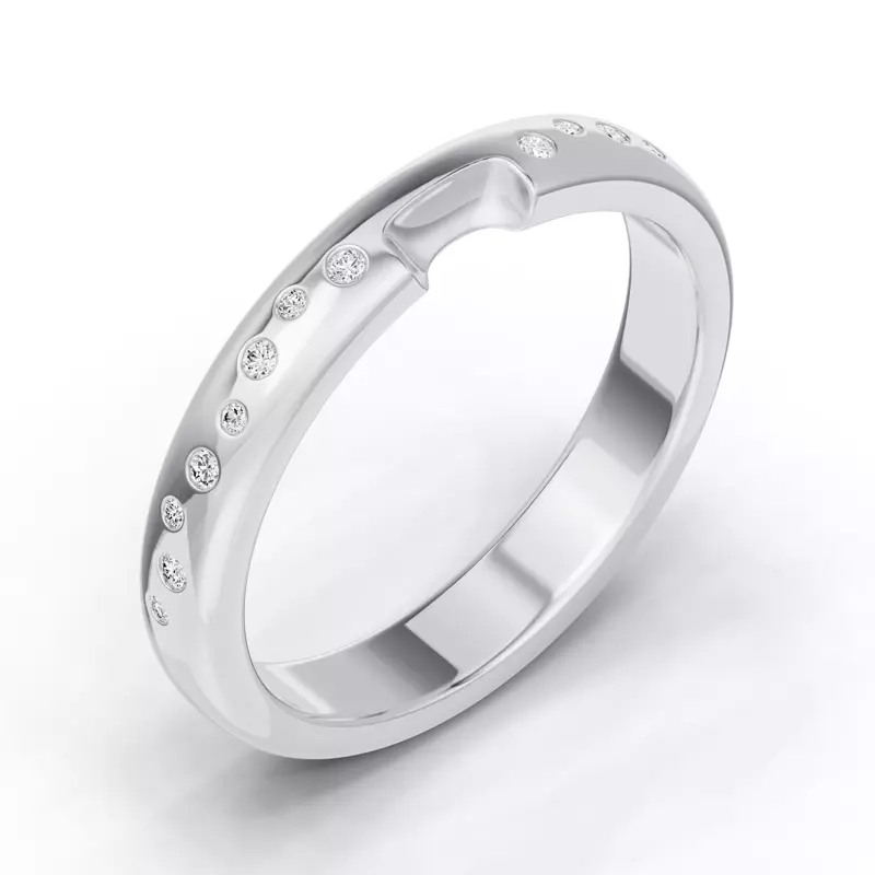14K White Gold Camden Scattered Lab Diamond Notched Band