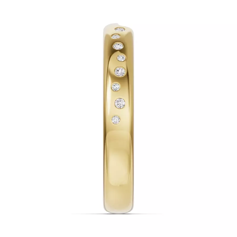 14K Yellow Gold Camden Scattered Lab Diamond Notched Band