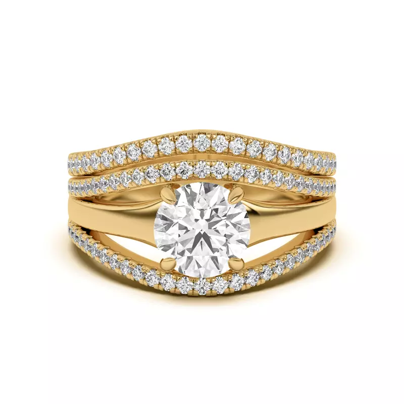 14K Yellow Gold Farrah Curved Pavé Band