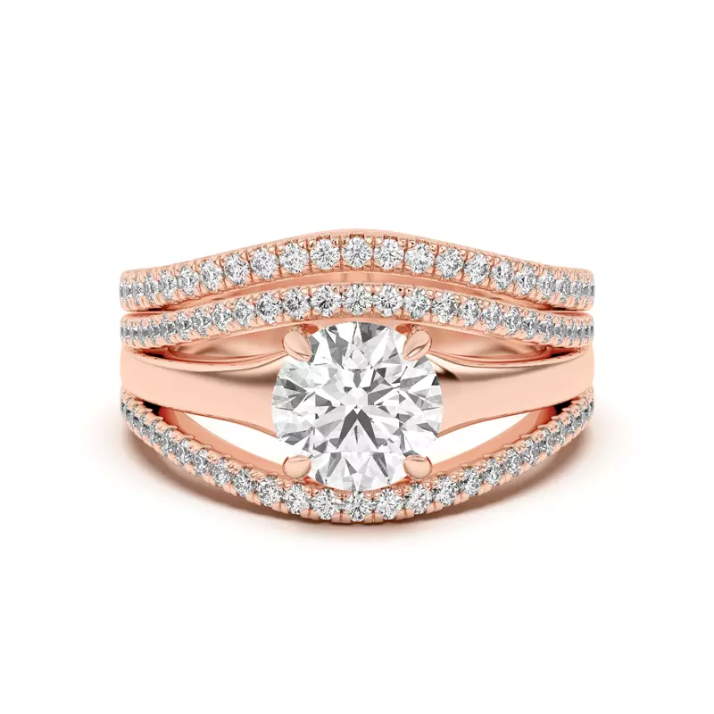 18K Rose Gold Farrah Curved Pavé Band