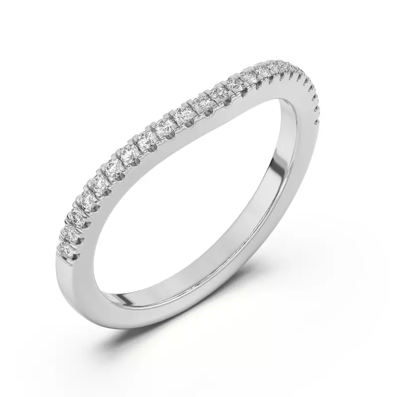 18K White Gold Farrah Curved Pavé Band