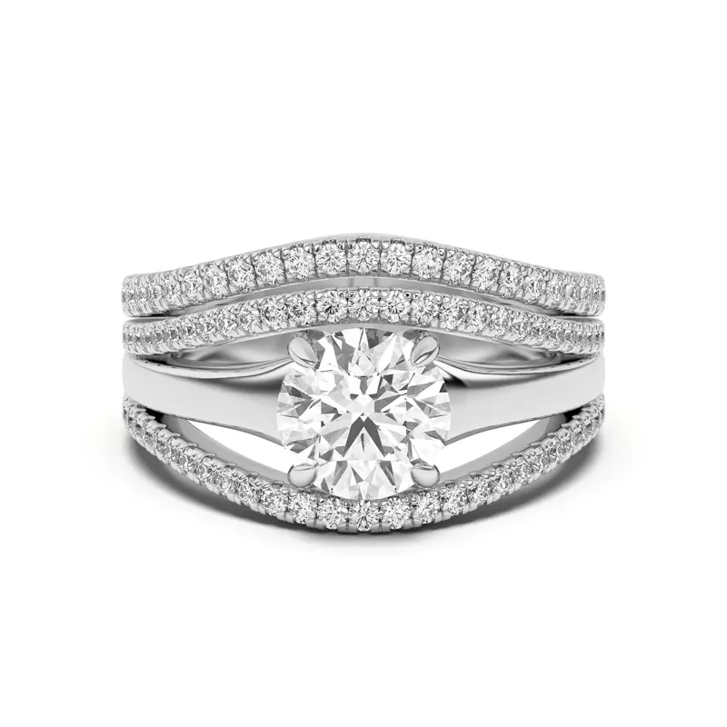 18K White Gold Farrah Curved Pavé Band