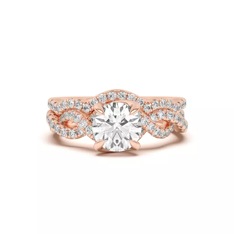 14K Rose Gold Gina Curved Pavé Band