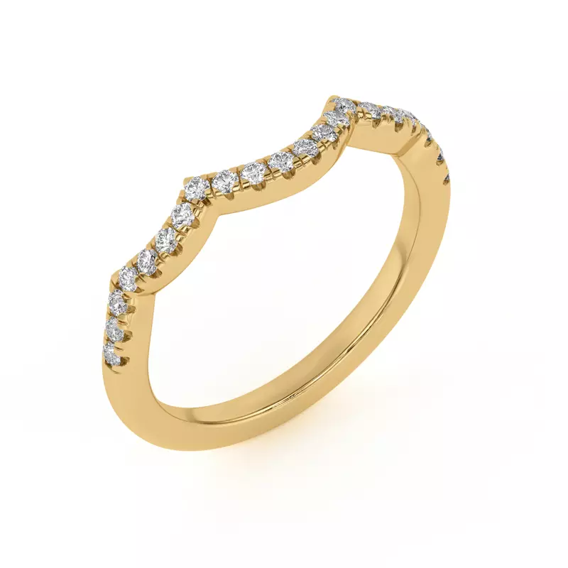 18K Yellow Gold Gina Curved Pavé Band
