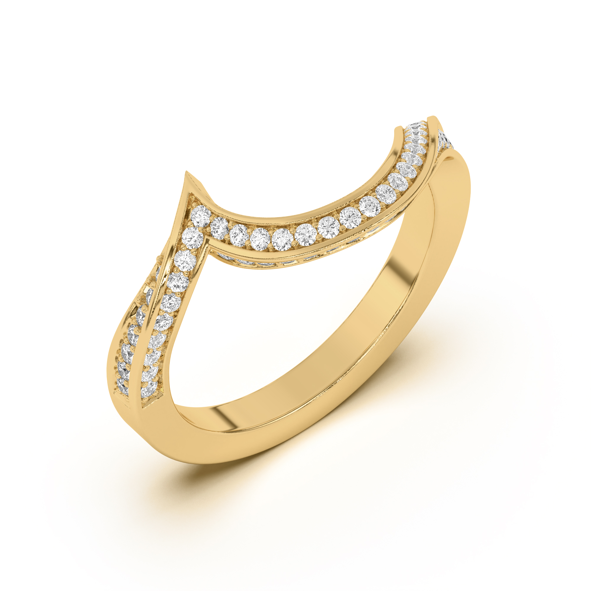 18K Yellow Gold Elara Swirl Pavé Band