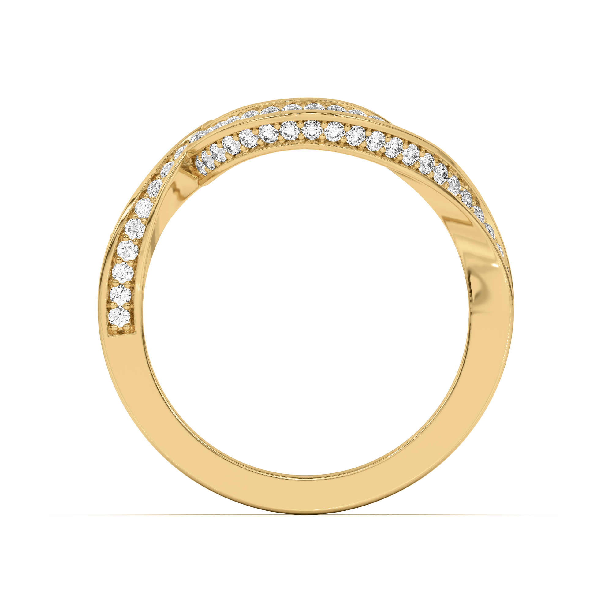 18K Yellow Gold Elara Swirl Pavé Band