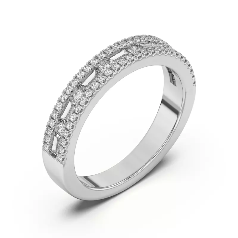 14K White Gold Rochelle Triple Row Diamond Band