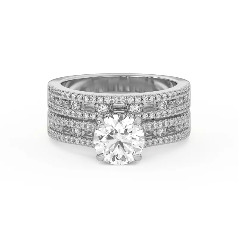14K White Gold Rochelle Triple Row Diamond Band