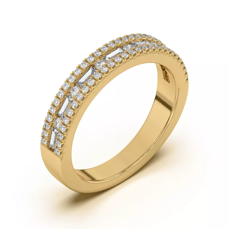 14K Yellow Gold Rochelle Triple Row Diamond Band