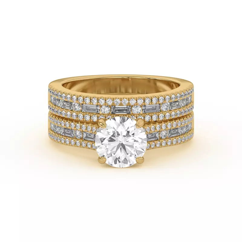 14K Yellow Gold Rochelle Triple Row Diamond Band