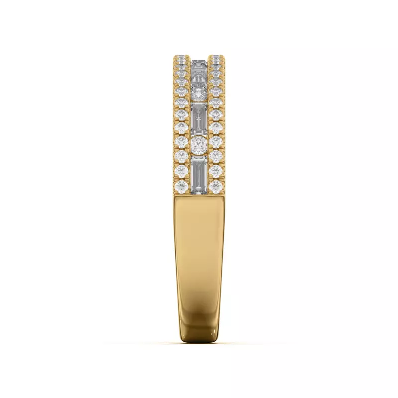 14K Yellow Gold Rochelle Triple Row Diamond Band