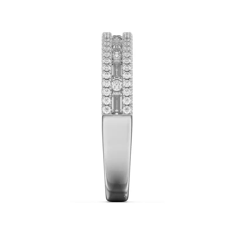 Platinum Rochelle Triple Row Diamond Band