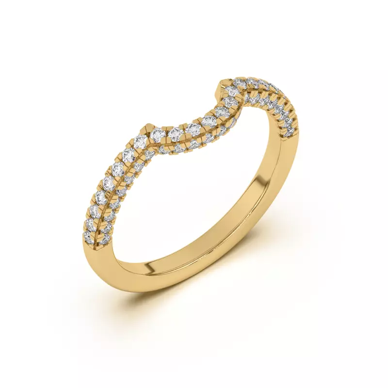 14K Yellow Gold Trio Diamond Curved Band