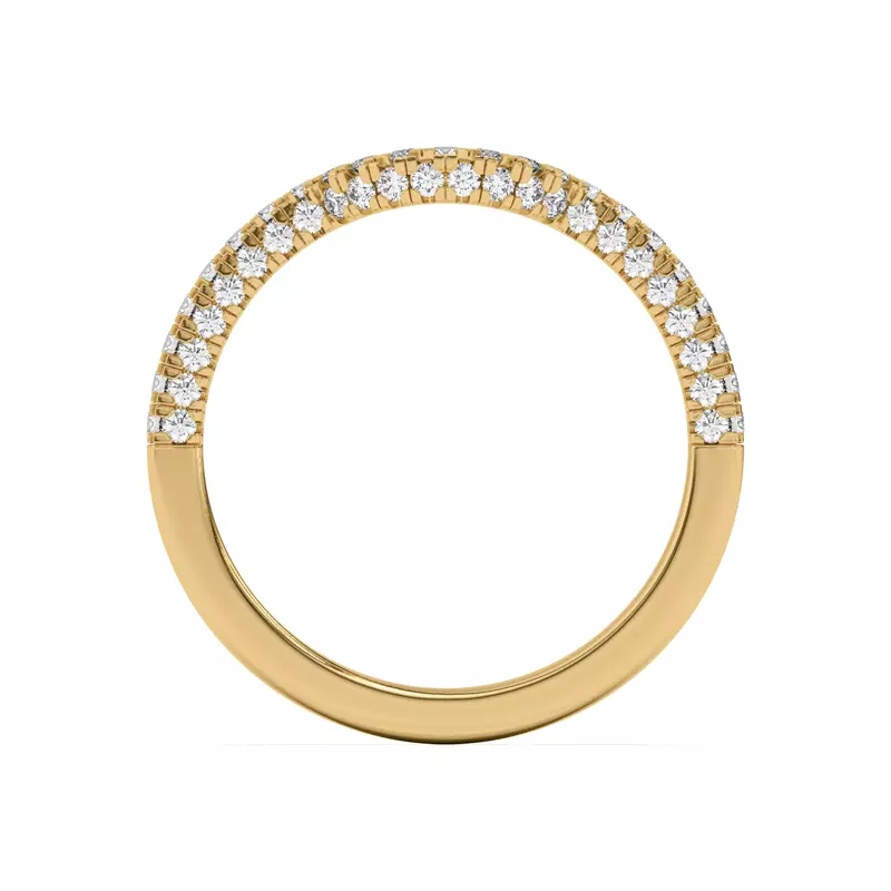 14K Yellow Gold Trio Diamond Curved Band