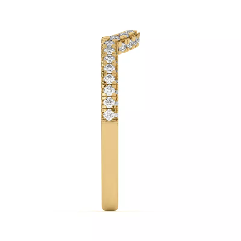 14K Yellow Gold Trio Diamond Curved Band