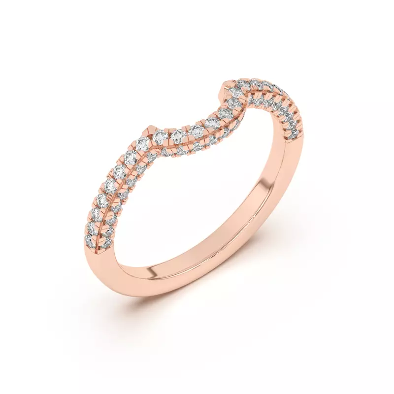 18K Rose Gold Trio Diamond Curved Band