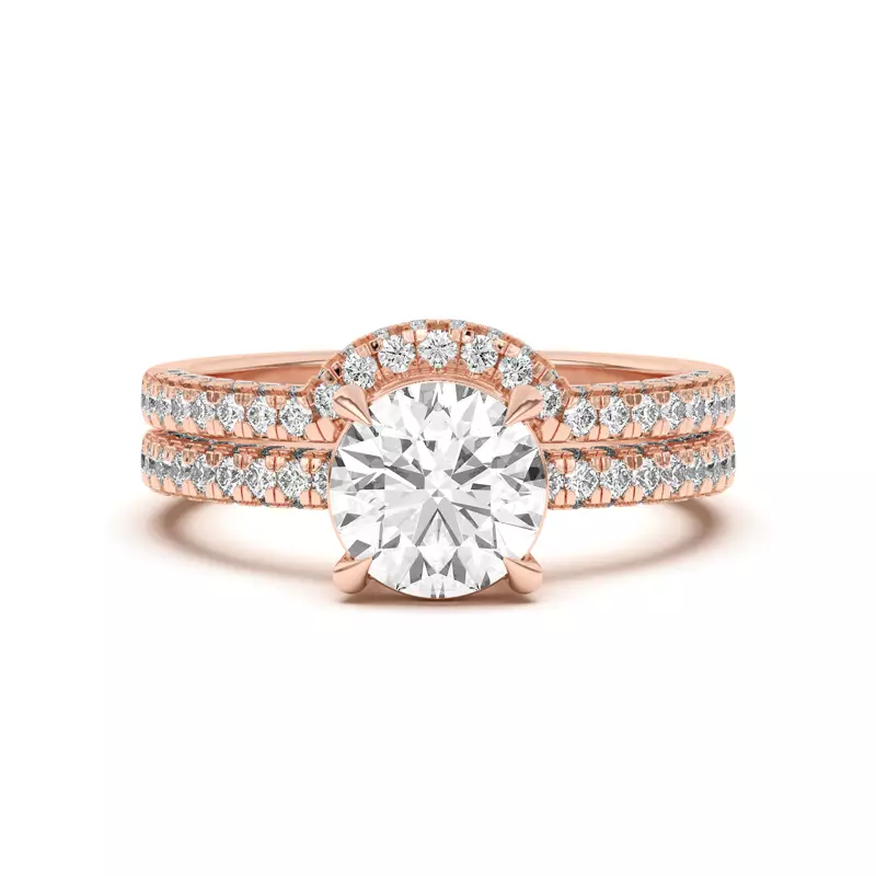 18K Rose Gold Trio Diamond Curved Band