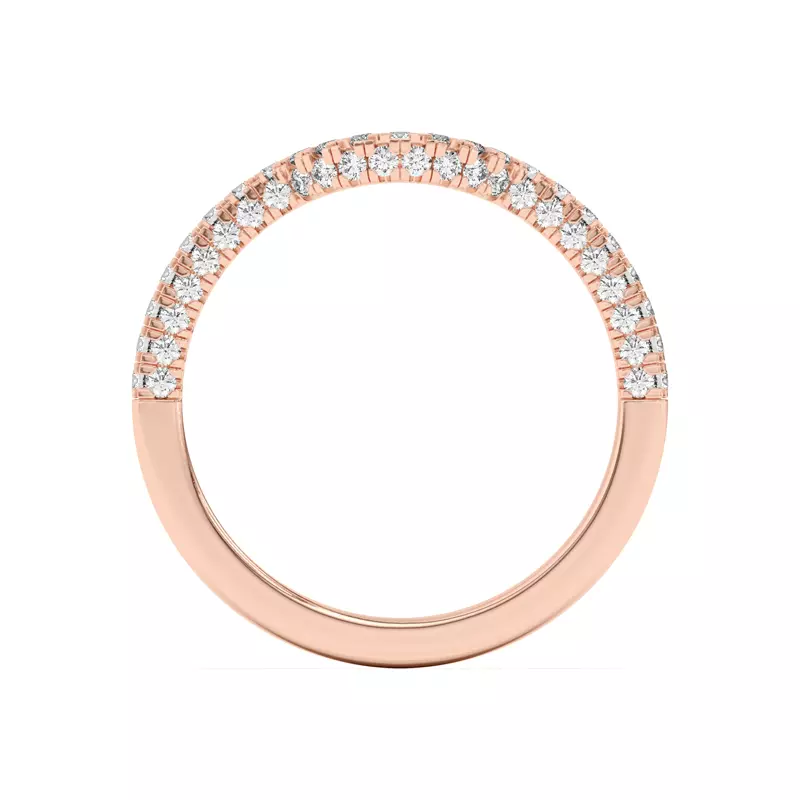 18K Rose Gold Trio Diamond Curved Band