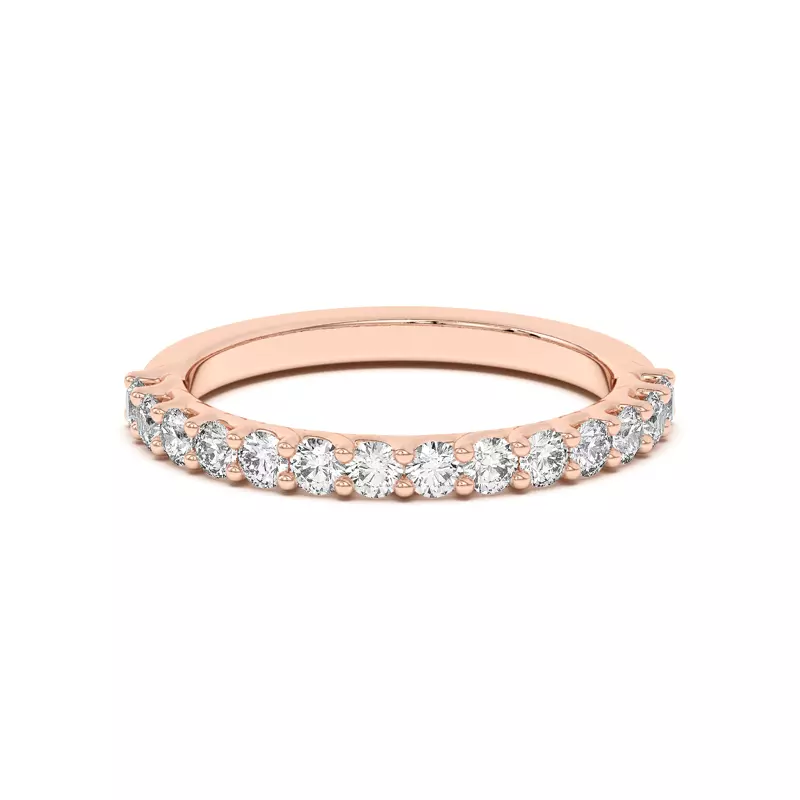 14K Rose Gold Wave Prong Pavé Band
