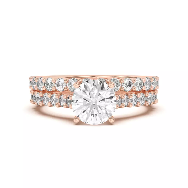 14K Rose Gold Wave Prong Pavé Band